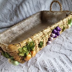 Vintage Woven Square Fruit Basket with Liner